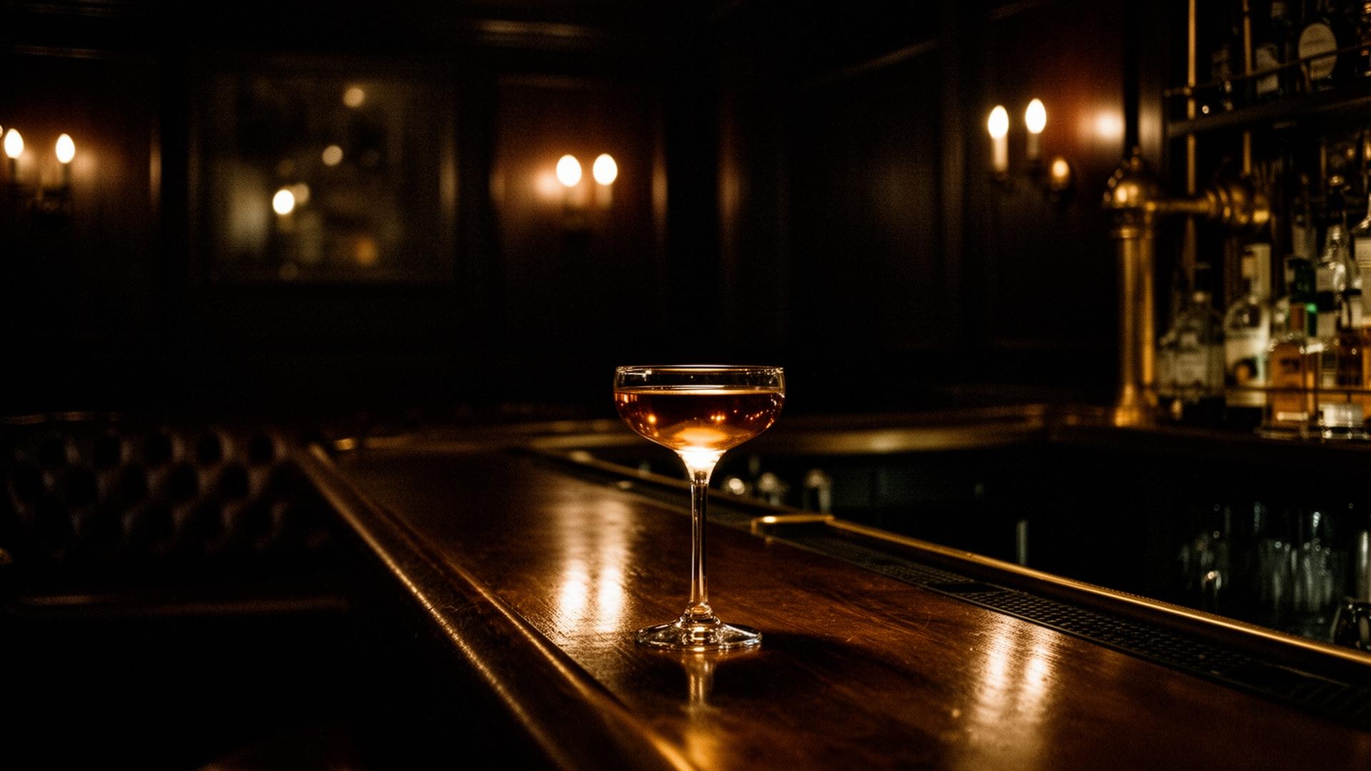 Candlelit basement bar